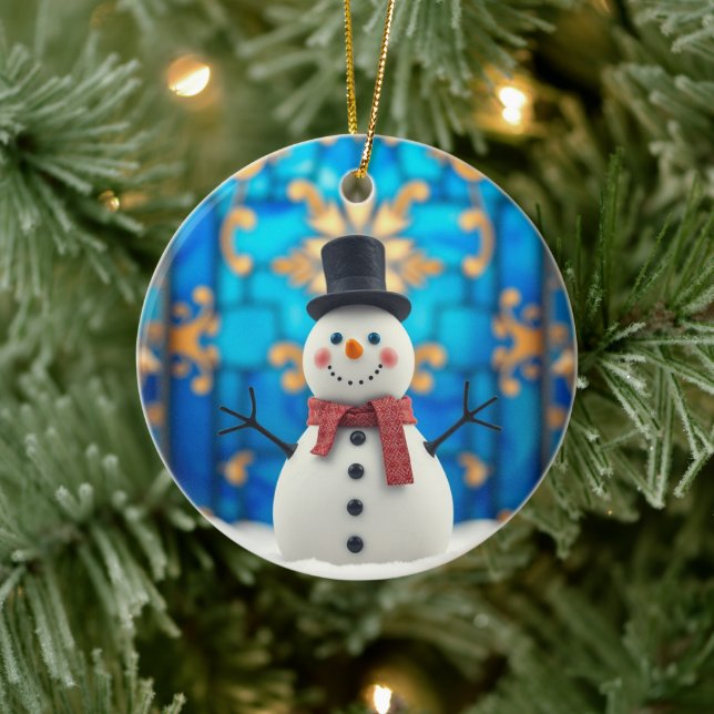 Happy Snowman Christmas Ornament  (Baum)