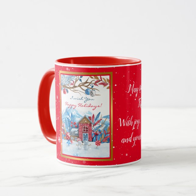 Happy Snowman Customize Tasse (Vorderseite Links)