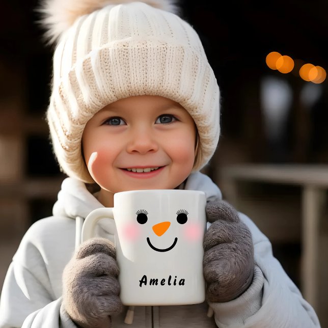 Happy Snowman Face Individuelle Name Holiday Kaffeetasse (Von Creator hochgeladen)