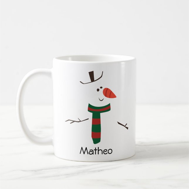 Happy Snowman Face Personalisiert Name Holiday Kaffeetasse (Links)