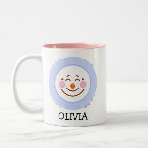 Happy Snowman Face Personalisiert Name Holiday Two Zweifarbige Tasse