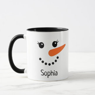 Happy Snowman Face, Personalisierte Weihnachtsfeie Tasse