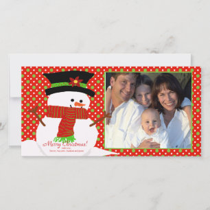 Happy Snowman Family Weihnachtsfotokarte Feiertagskarte