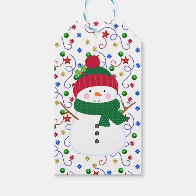 Happy Snowman Gift Tag Geschenkanhänger (Vorderseite)