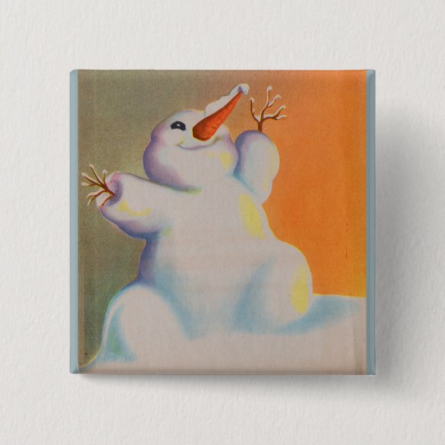 Happy Snowman grüßt den Morgen Button (Vorderseite)