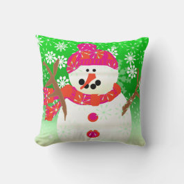 Happy Snowman Holiday Pillow Kissen