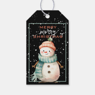 Happy Snowman im Aquamarinen Scarf Weihnachten Geschenkanhänger