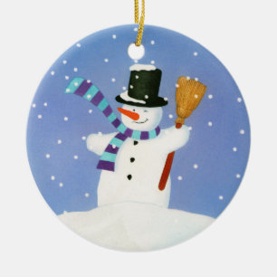 Happy Snowman Keramik Ornament