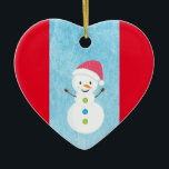 Happy Snowman mit I Liebe Sie bearbeitbaren Text Keramik Ornament<br><div class="desc">Personalisieren Sie dieses Weihnachtsschmuck auf der Rückseite mit jedem Namen oder Text.</div>
