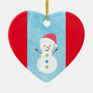 Happy Snowman mit I Liebe Sie bearbeitbaren Text Keramik Ornament
