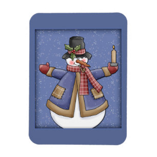 Happy Snowman mit Kerze Magnet