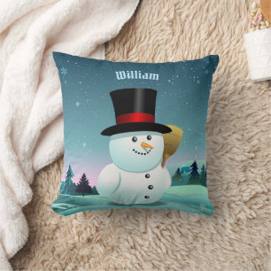 Happy Snowman mit Top Felt Hat Kissen