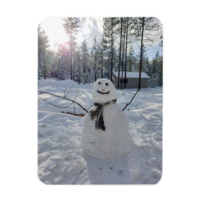 Happy Snowman Original Winterfotografie Magnet (Vertikal)