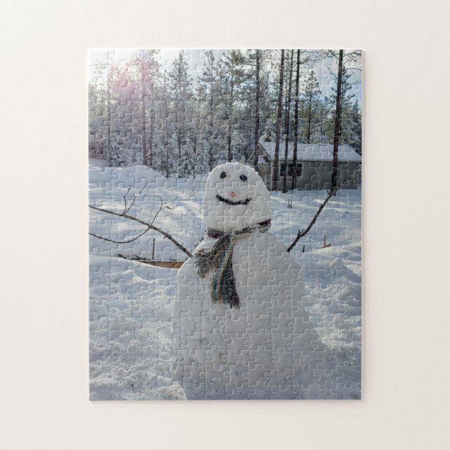 Happy Snowman Original Winterfotografie Puzzle (Vertikal)