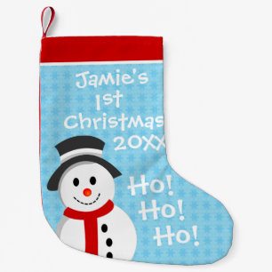 Happy Snowman Personalisiert Baby's 1. Christmas Kleiner Weihnachtsstrumpf