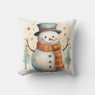 Happy Snowman Pillow Kissen