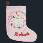 Happy Snowman Pink Weihnachten Kleiner Weihnachtsstrumpf<br><div class="desc">Dieser Strumpf besticht durch einen fröhlichen Schneemann. Personalisieren Sie es mit einem Namen.</div>