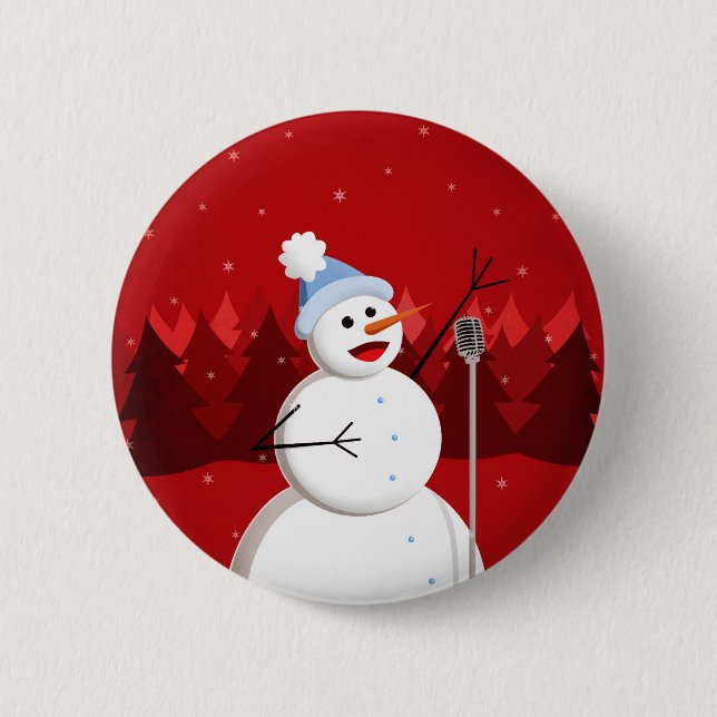 Happy Snowman Snowman Musical Weihnachten Button (Vorderseite)
