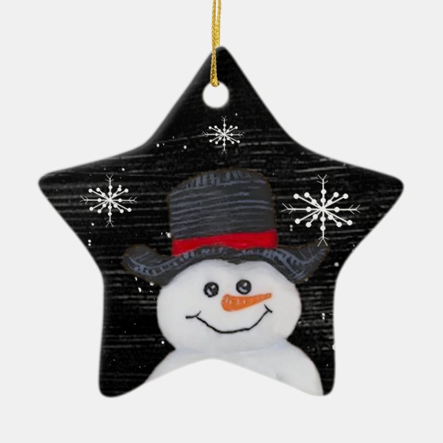 Happy Snowman Star Ornament (Vorne)