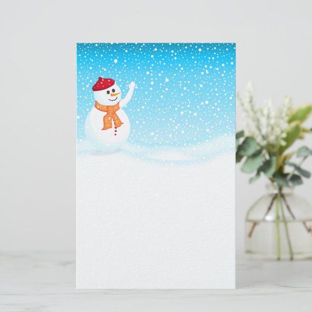 Happy Snowman Stationery Briefpapier (Stehend Vorderseite)