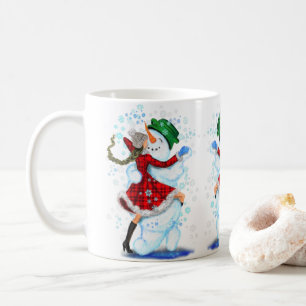 Happy Snowman und Girl Dance Tango Weihnachten Kaffeetasse