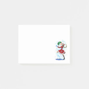 Happy Snowman und Girl Dance Tango Weihnachten  Post-it Klebezettel