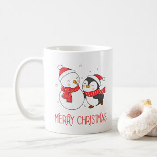 Happy Snowman und Penguin, Weihnachts-Urlaub-Tasse Kaffeetasse
