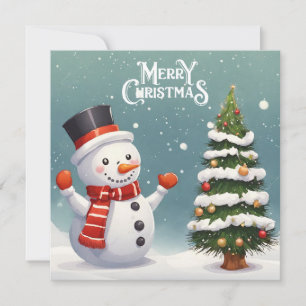 Happy Snowman und Weihnachtsbaum Feiertagskarte