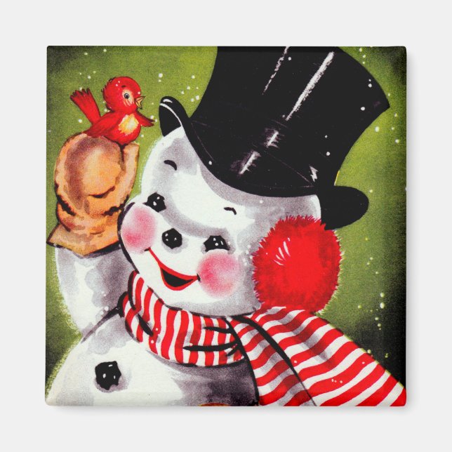 Happy Snowman Vintag Magnet (Vorne)