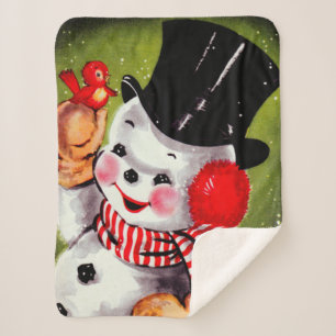 Happy Snowman Vintag Sherpadecke