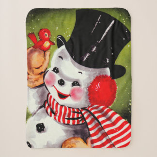 Happy Snowman Vintag Sherpadecke
