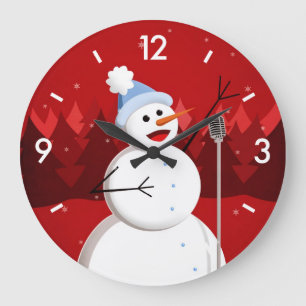 Happy Snowman Weihnachten Große Wanduhr
