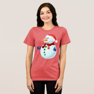 Happy Snowman Weihnachten Tri-Blend Shirt