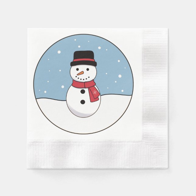 Happy Snowman Weihnachtsfeiertag Serviette (Vorderseite)