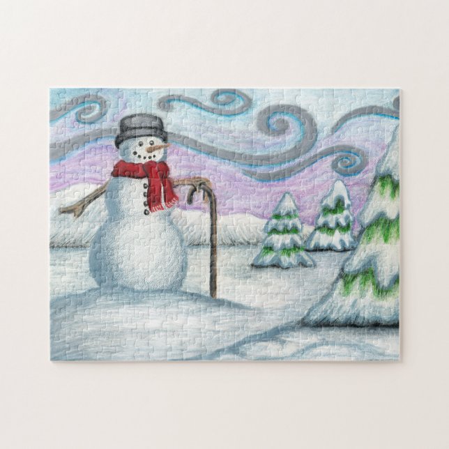 Happy Snowman Winter Wonderland Puzzle (Horizontal)