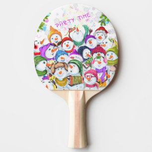 Happy Snowmans Frohe Weihnachten Ping Pong Paddle Tischtennis Schläger
