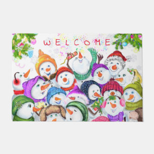 Happy Snowmans Frohe Weihnachten Tür Willkommen Fußmatte