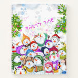 Happy Snowmans Frohe Weihnachts-Party-Notebook Notizbuch<br><div class="desc">Happy Snowmans Frohe Weihnachts-Party Funny Zeichnend Cartoon Snowman Celebration - Wählen / Fügen Sie Ihre einzigartige Text / Schriftart / Farbe - Make Your Special Gift - Neu vergrössern und verschieben oder entfernen und fügen Sie Elemente / Bild mit Anpassungs-Tool! - Zeichn und Design von MIGNED. Sie können meine Designs...</div>