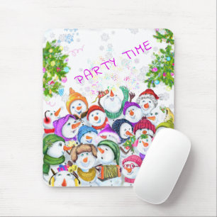 Happy Snowmans Frohe Weihnachts-Party Spaß Zeichne Mousepad