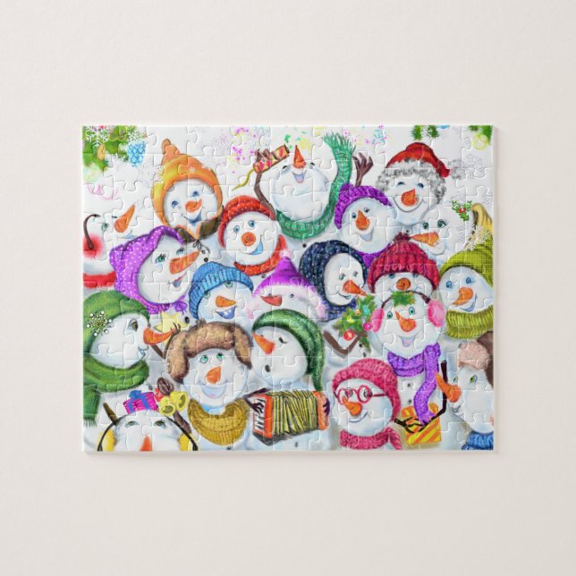 Happy Snowmans - Frohe Weihnachtsfeier Puzzle (Horizontal)