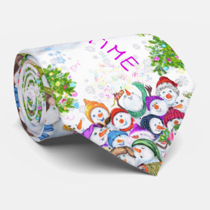 Happy Snowmans Party Christmas Neck Tie Krawatte