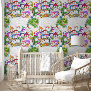 Happy Snowmans Party Weihnachten Tapete