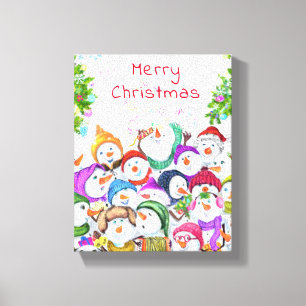 Happy Snowmans Weihnachten Canvas Print Geschenk Leinwanddruck