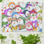 Happy Snowmans Weihnachts Party Küchentuch<br><div class="desc">Happy Snowmans Frohe Weihnachts-Party Funny Zeichnend Cartoon Snowman Celebration - Wählen / Fügen Sie Ihre einzigartige Text / Schriftart / Farbe - Make Your Special Gift - Neu vergrössern und verschieben oder entfernen und fügen Sie Elemente / Bild mit Anpassungs-Tool! - Zeichn und Design von MIGNED. Sie können meine Designs...</div>