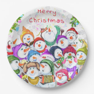Happy Snowmans Weihnachtszeitung Tellers Pappteller