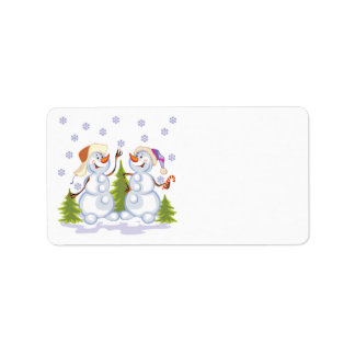 Happy Snowmen Label Adressaufkleber