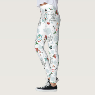 Happy Snowmen Modernes Weihnachtsmuster Leggings