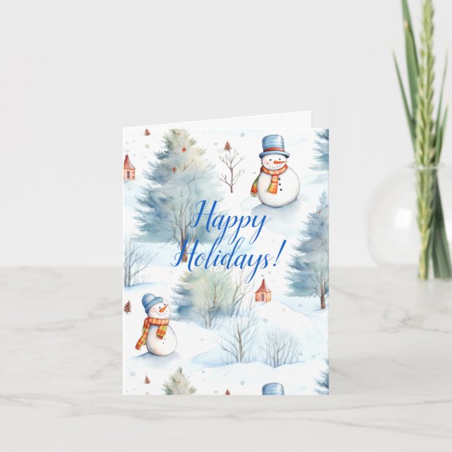 Happy Snowmen Pattern Feiertagskarte (Vorderseite)