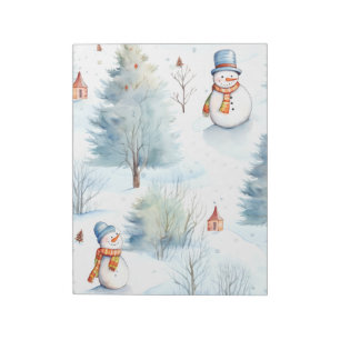 Happy Snowmen Pattern Notizblock