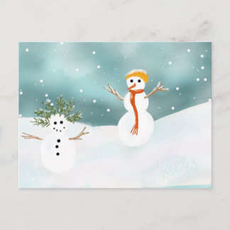 Happy Snowmen Postcard Postkarte